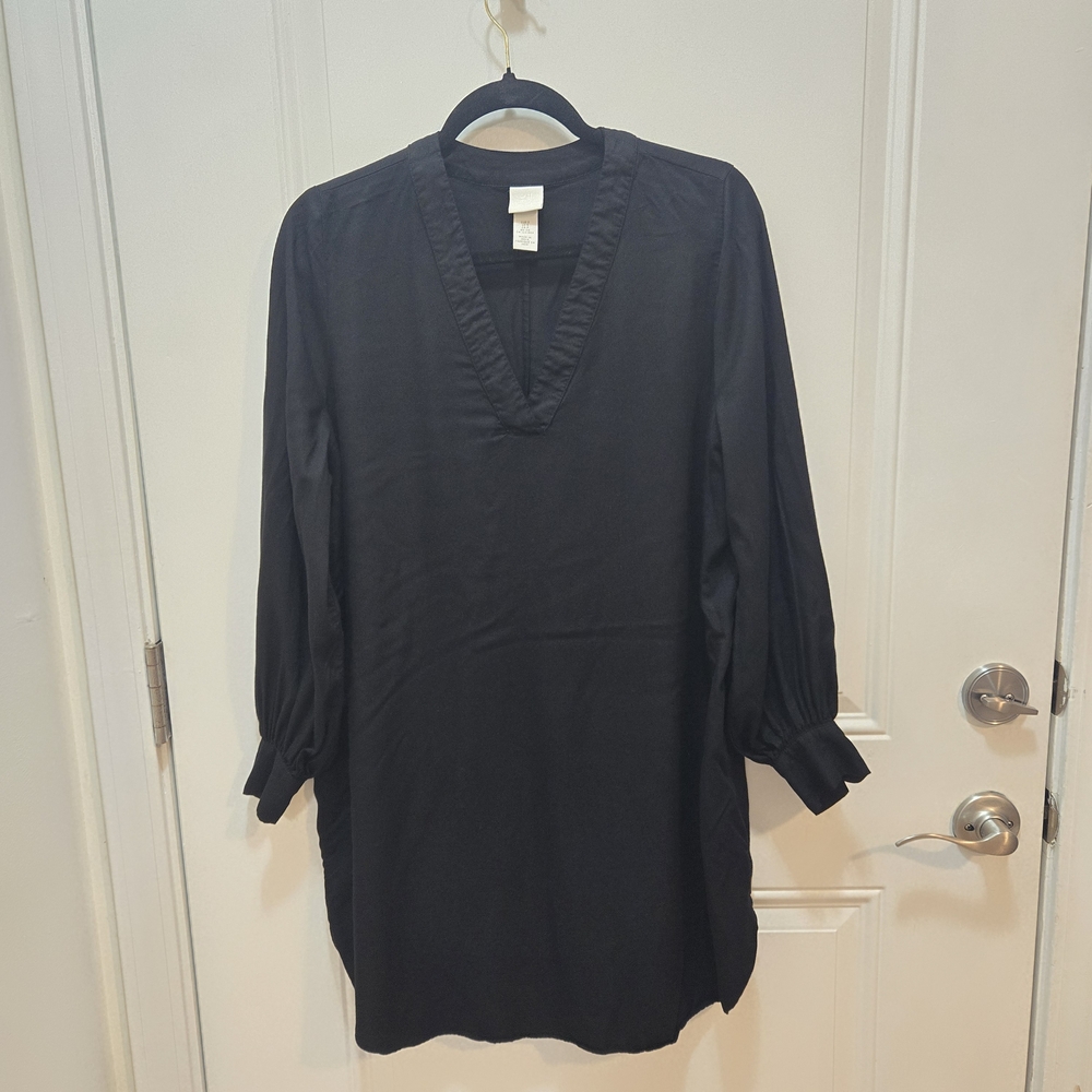 H&M Elegant Black V-Neck Long Sleeve Dress